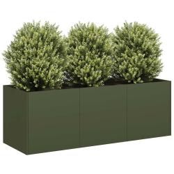 Jardini&egrave;re vert olive 120x40x40 cm acier lamin&eacute; &agrave; froid