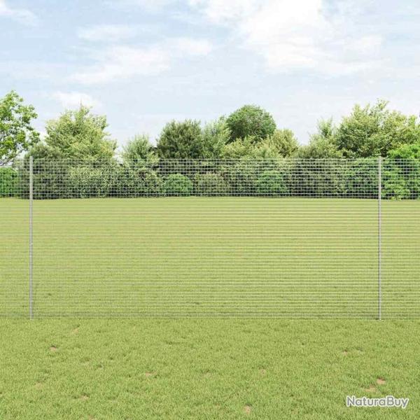 Cl�ture en fil soud� avec 10 U posts Argent 1,4x10 m Acier