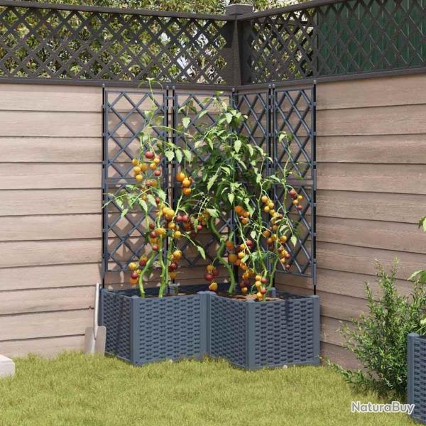 Jardini�re avec treillis 3 pcs Gris clair 80x80x143 cm