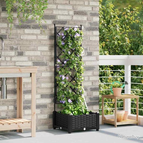 Jardini�re de Jardin avec Treillis Noire 40x40x125.5 cm