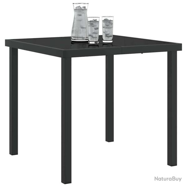Table de jardin Noir 80x80x73 cm en Verre Tremp