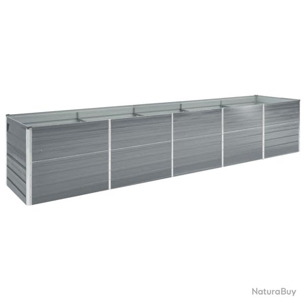 Lit sur�lev� de jardin Acier galvanis� 400x80x45 cm Gris