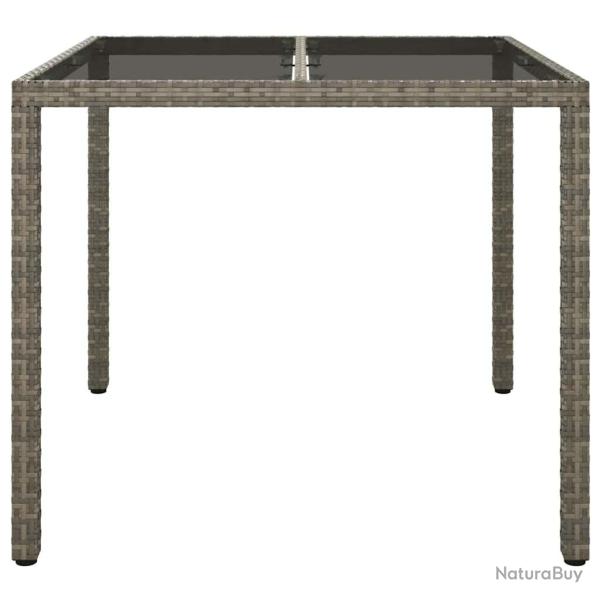Table de Jardin Grise 90x90x75 cm Poly Rattan