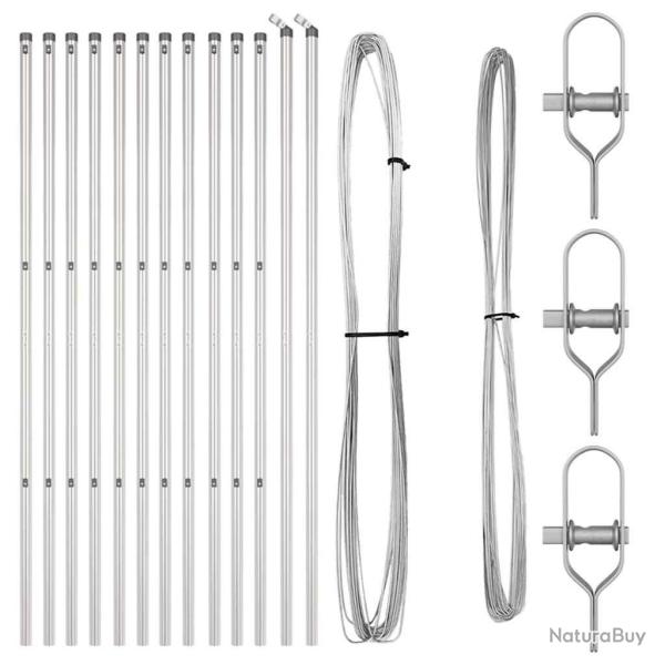 Jeu de poteaux de clture 13 pcs Argent 32mm 160 cm