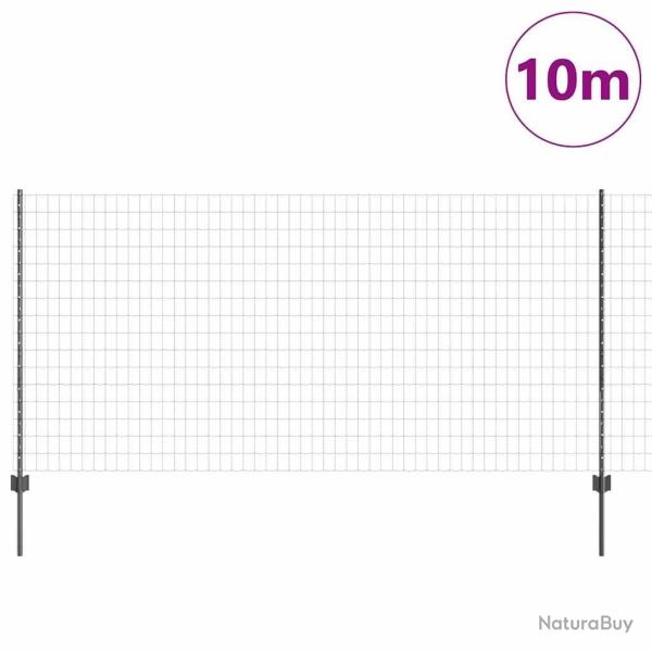 Cl�ture Euro avec 10 U Poteaux Gris 1,2x10 m Acier