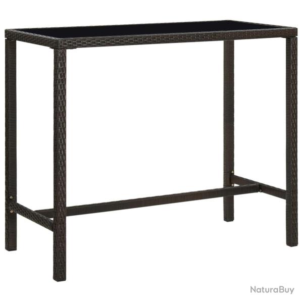 Table de bar de jardin Marron 130x60x110cm Rsine tresse verre
