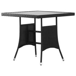 Table de jardin Noir 80x80x74 cm R&eacute;sine tress&eacute;e
