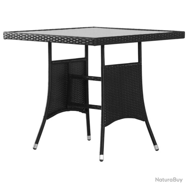 Table de jardin Noir 80x80x74 cm Rsine tresse