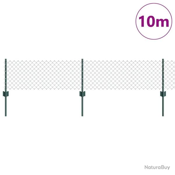 Cl�ture en Maillon avec 10 Poteaux U Verte 0.4x10 m Acier