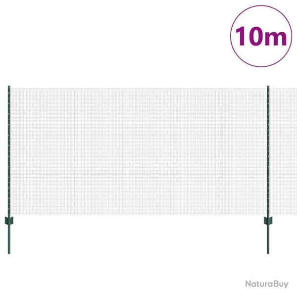 Cl�ture en fil soud� avec 5 poteaux U Vert 1,2x10 m Acier