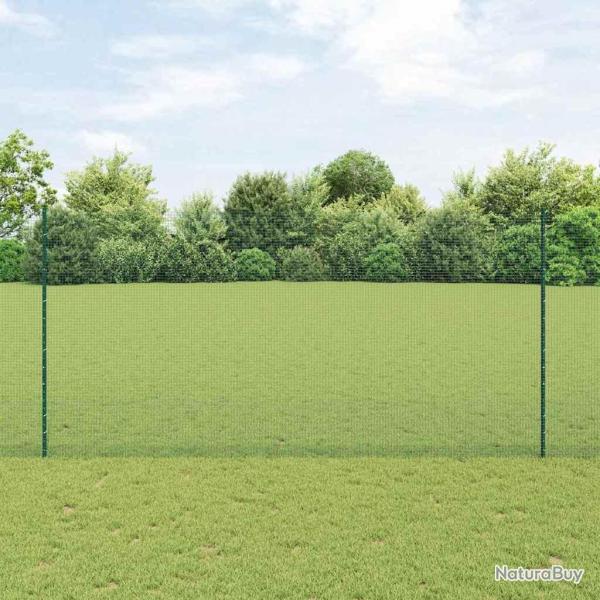 Cl�ture en fil soud� avec 5 poteaux en U Verte 1.5x10 m en acier