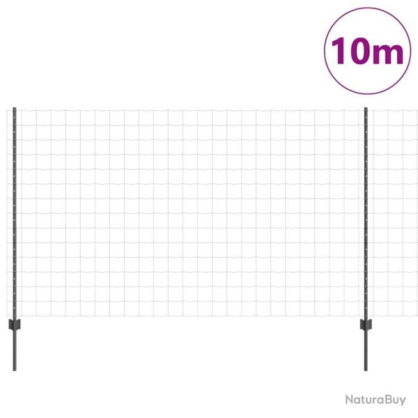 Cl�ture Euro avec 10 poteaux Gris 1,4x10 m en acier