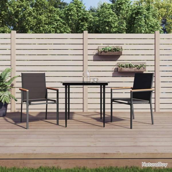 Chaises de jardin lot de 2 noir 55x61,5x90cm textilne et acier