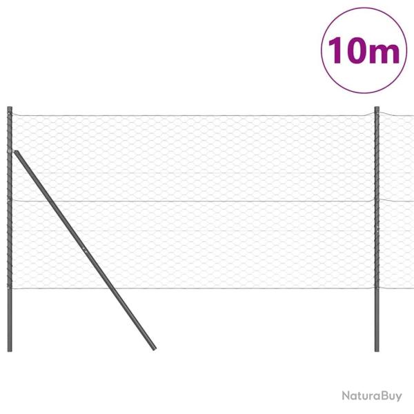 Cl�ture hexagonale gris 1,4x10 m en acier