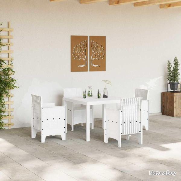 Table de jardin Blanche 100x100x73 cm en Rattan Synthtique