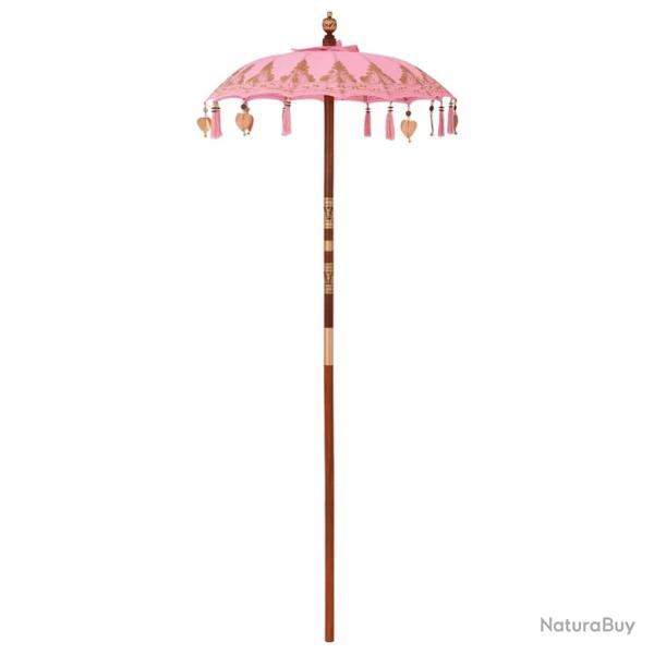 Parasol balinais Autre Rose x 260 cm Coton et bois massif