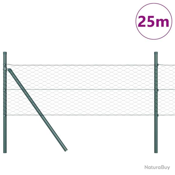 Kit de Cl�ture Lot de 2 Vert For�t Acier Rev�tu 25 x 0,5 m