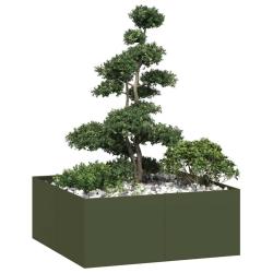 Jardini&egrave;re vert olive 100x100x40 cm acier