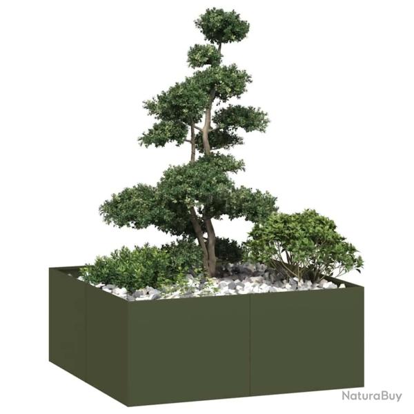 Jardini�re vert olive 100x100x40 cm acier