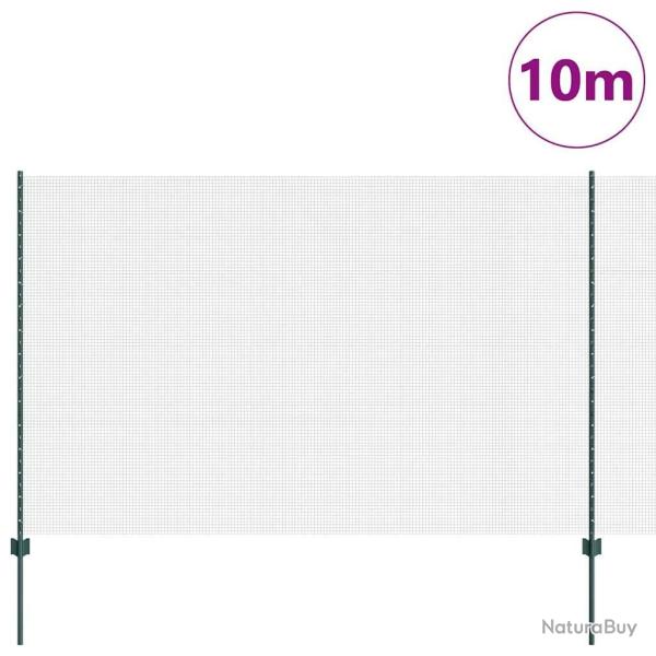 Cl�ture avec poteaux Vert 1,5 x 10 cm Acier