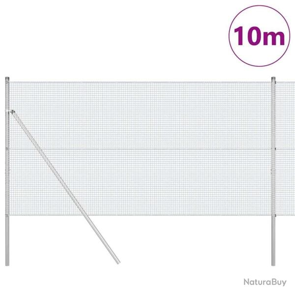 Cl�ture en fil soud� avec 7 poteaux 1,2x10 m Acier galvanis�