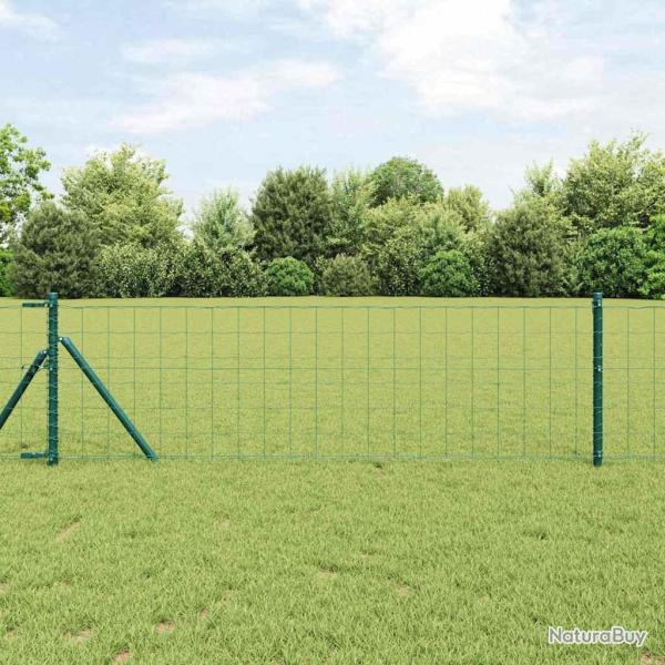 Cl�ture Euro avec 13 poteaux, 0,4 x 25 m en acier galvanis� vert.
