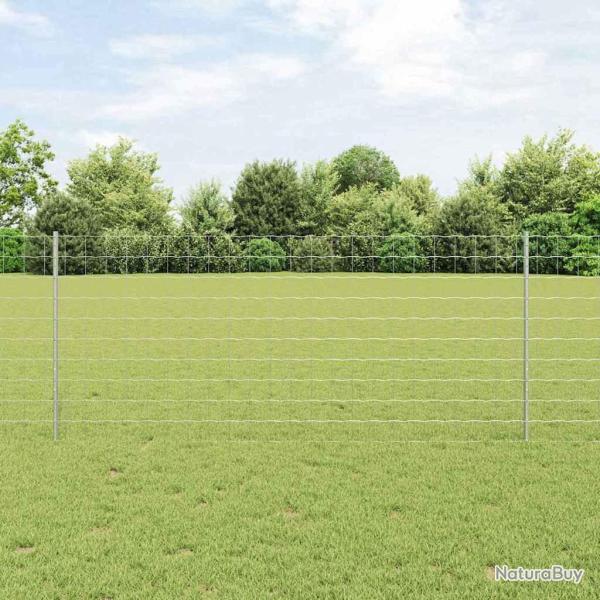 Cl�ture Euro avec 10 Poteaux Argent 1x10 m Acier
