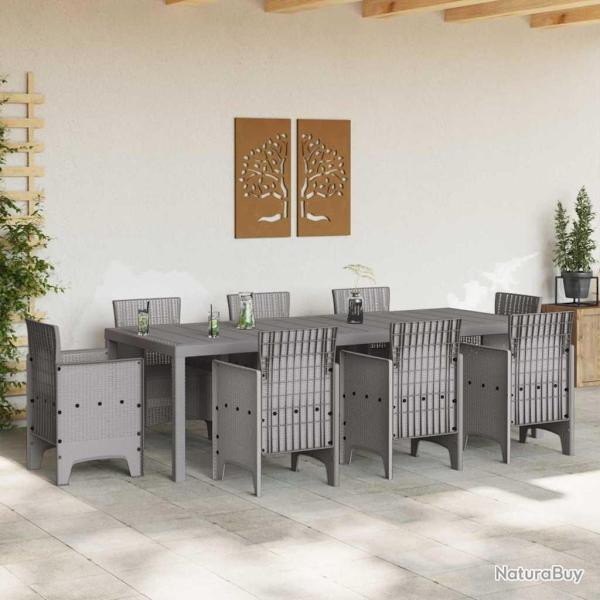 Table de jardin gris clair 250x100x73 cm Poly Rattan