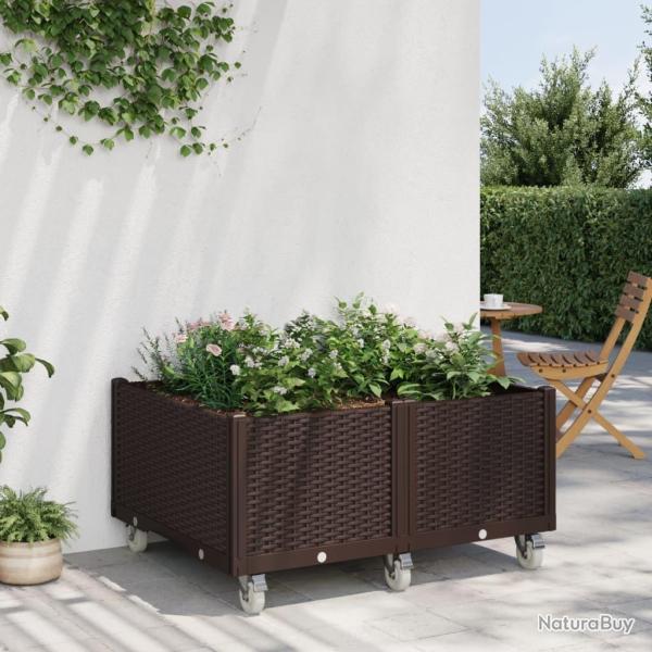 Jardini�re � roulettes marron 100x80x54 cm PP