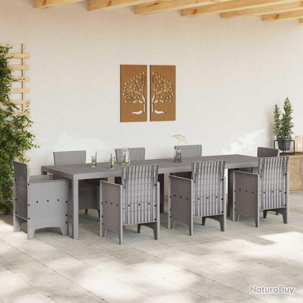 Table de Jardin Gris Clair 300x100x73 cm Poly Rattan