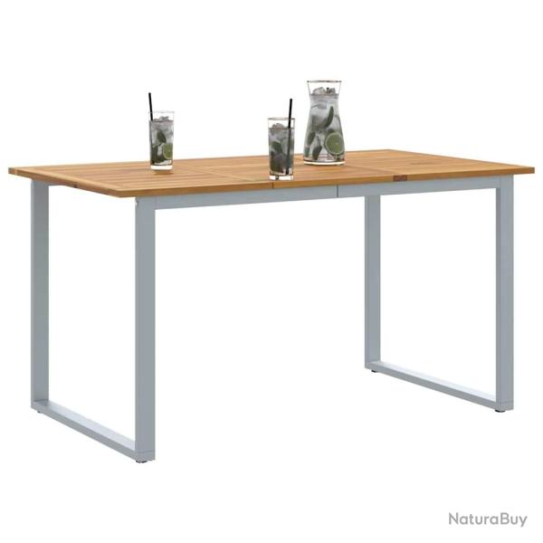 Table de jardin Gris 140x80x75 cm Acier et Bois d'acacia solide