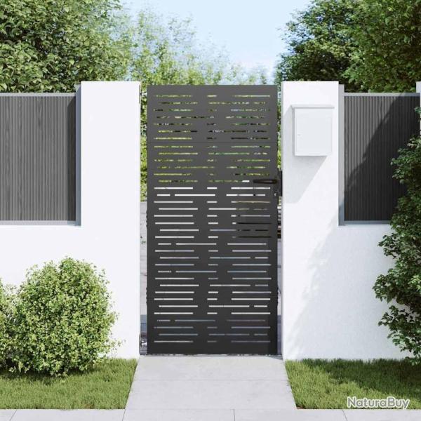 Porte de Jardin Noir 105 x 175 cm Acier peint par poudre