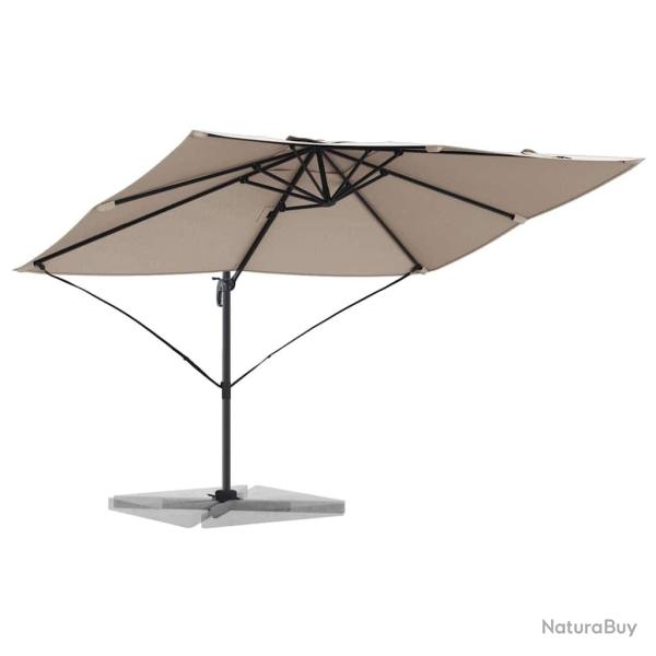 Parasol Cantilever Roma en taupe, 352x251x260 cm en aluminium