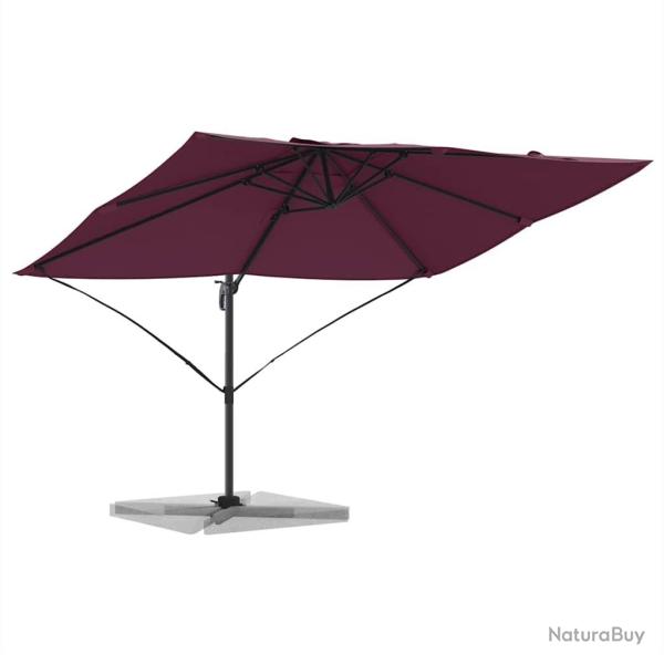 Parasol dport Roma Rouge Bordeaux 352x251x260 cm en aluminium