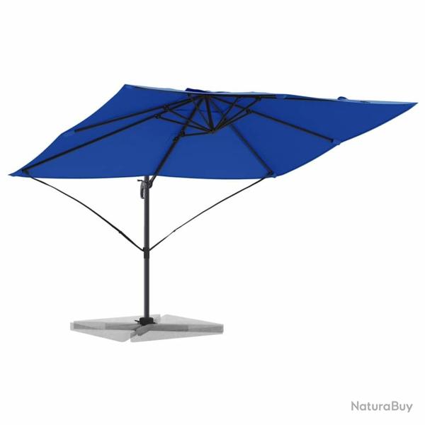 Parasol cantilever Roma bleu azur 352x251x260 cm en aluminium de