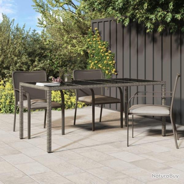 Table de jardin Gris 190x90x75 cm Verre tremp/rsine tresse