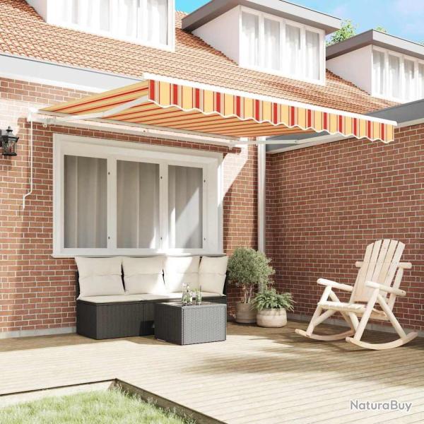 Auvent manuel r�tractable jaune et orange 300 x 250 cm