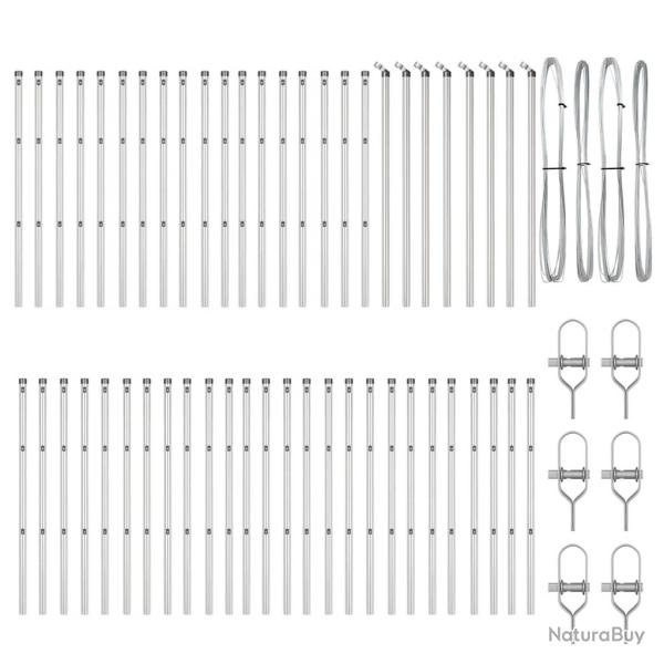 Poteaux de clture 52 pcs 32 mm 100 cm en acier galvanis