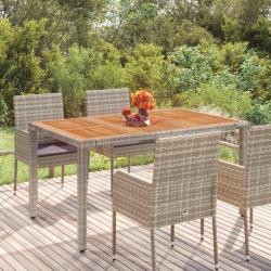 Table de jardin dessus en bois Gris 150x90x75 cm R&eacute;sine tress&eacute;e