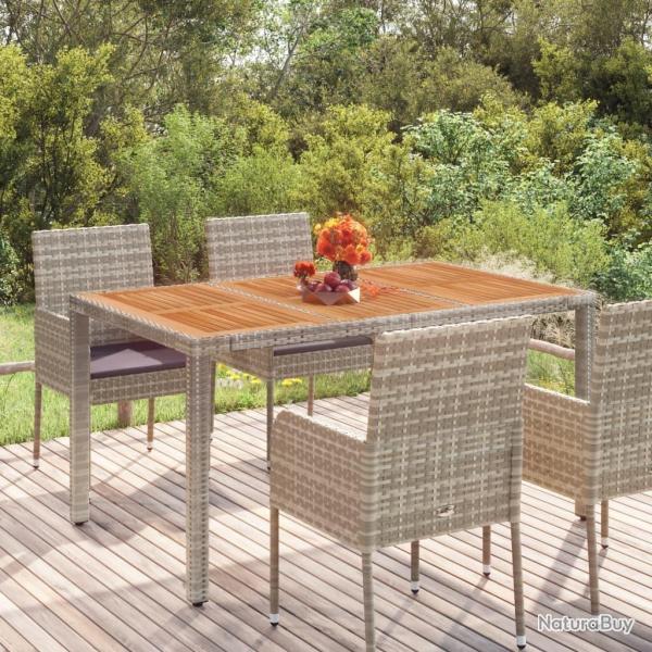Table de jardin dessus en bois Gris 150x90x75 cm Rsine tresse