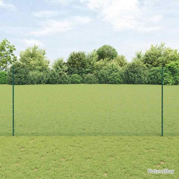 Cl�ture en fil soud� avec 22 poteaux en U, Vert, 1.4x50 m, Acier