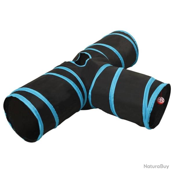 Tunnel pour chats � 3 voies Noir et bleu 90 cm Polyester