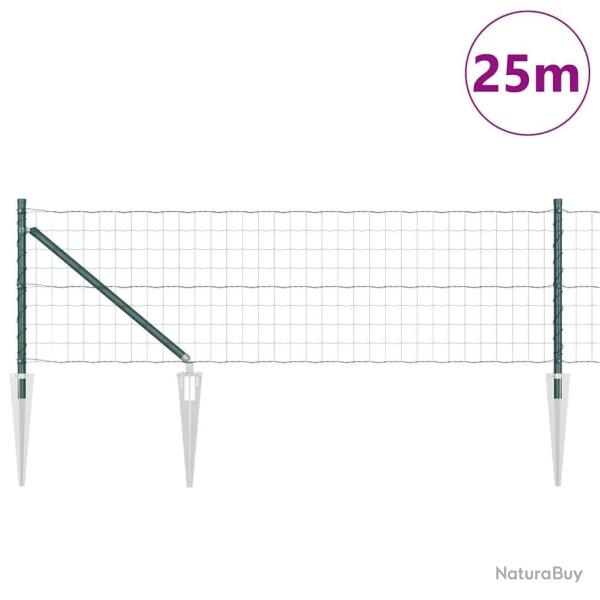 Cl�ture Euro avec 13 poteaux pointus 0,4 x 25 m en acier galvanis� vert
