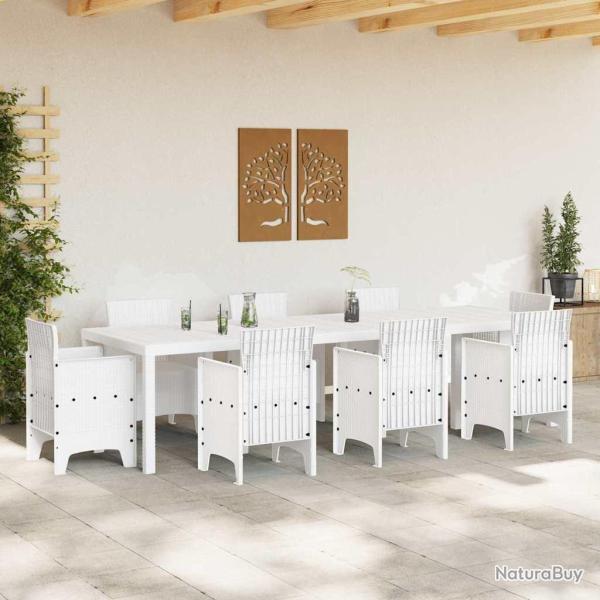 Table de Jardin Blanche 300x100x73 cm Poly Rattan