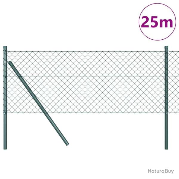 Jeu de Poteaux de Cl�ture Vert 0.8 x 25 m Acier galvanis�