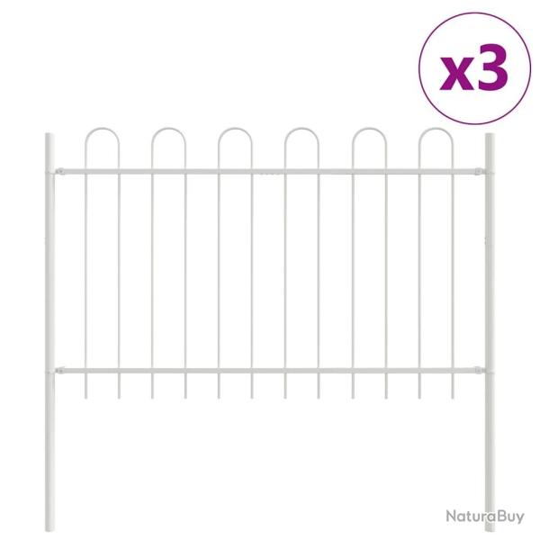 Cl�ture de jardin avec sommet en arche, blanche, 5,1 x 0,8 m, en acier