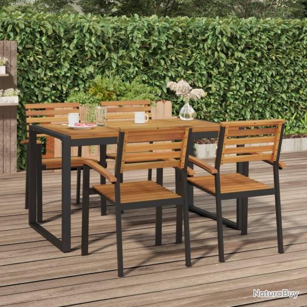 Table de jardin et pieds en forme de U 140x80x75 cm bois acacia