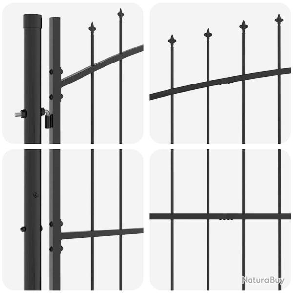 Portail de jardin avec des pointes en lance grises 150x400 cm en acier