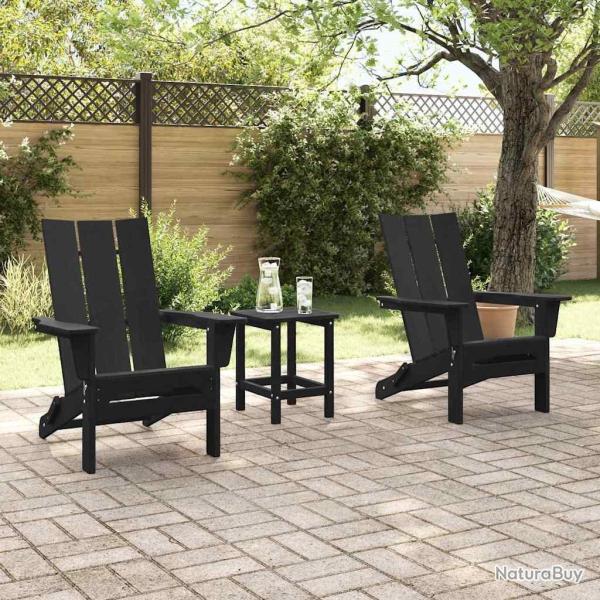 Chaises Adirondack pliables 2 pcs Noir 74,5x80,5x90 cm HDPE
