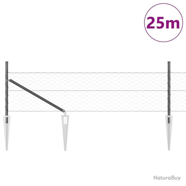 Cl�ture Hexagonale Grise 0.8x25 m Acier
